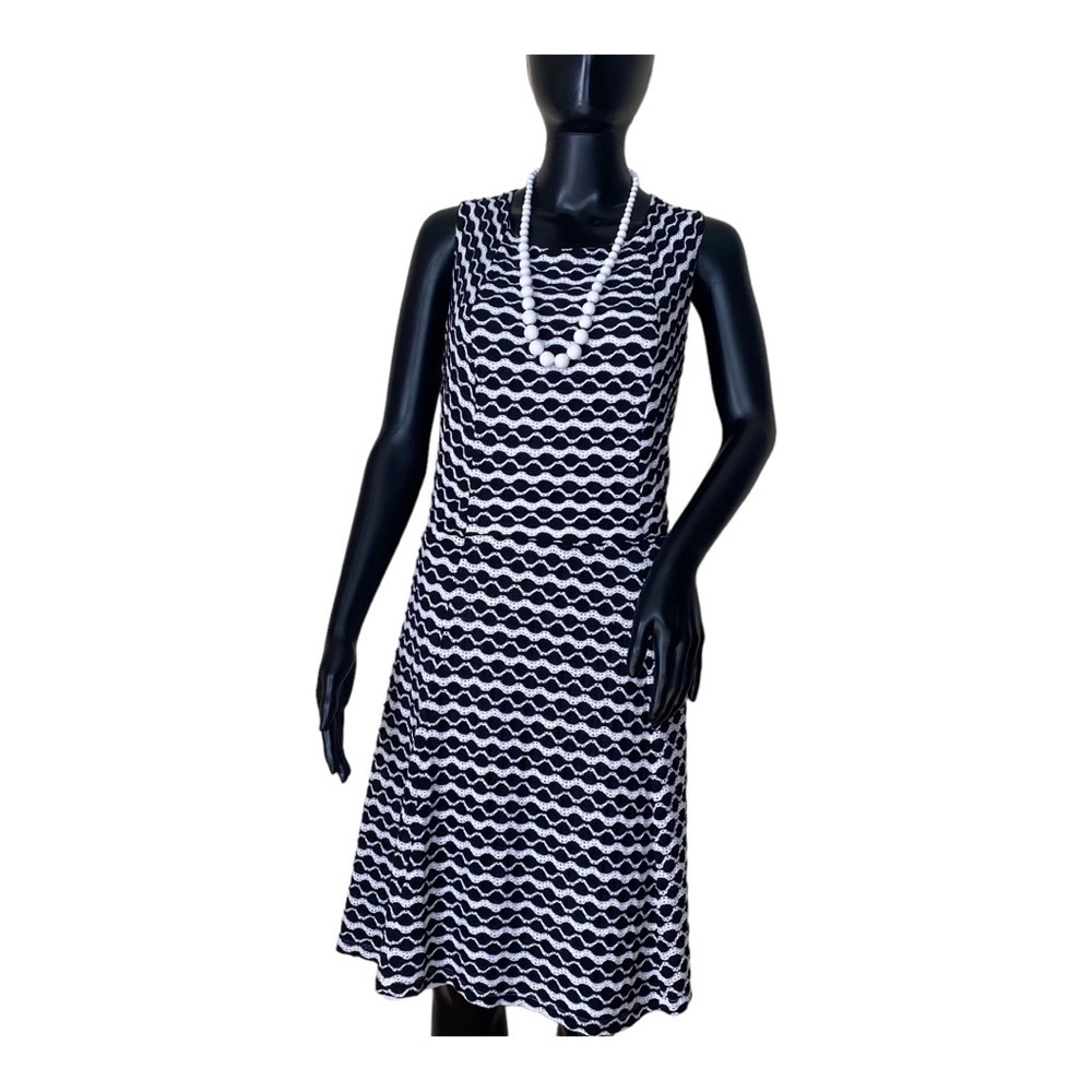 ILE Black White Women Fit Flare Dress Sz 18W